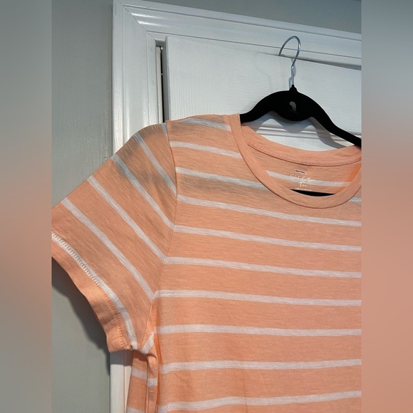 NWOT J. Crew Size L Coral Stripe Slub Tee Shirt Crew Neck Short Sleeve L - Picture 6 of 11